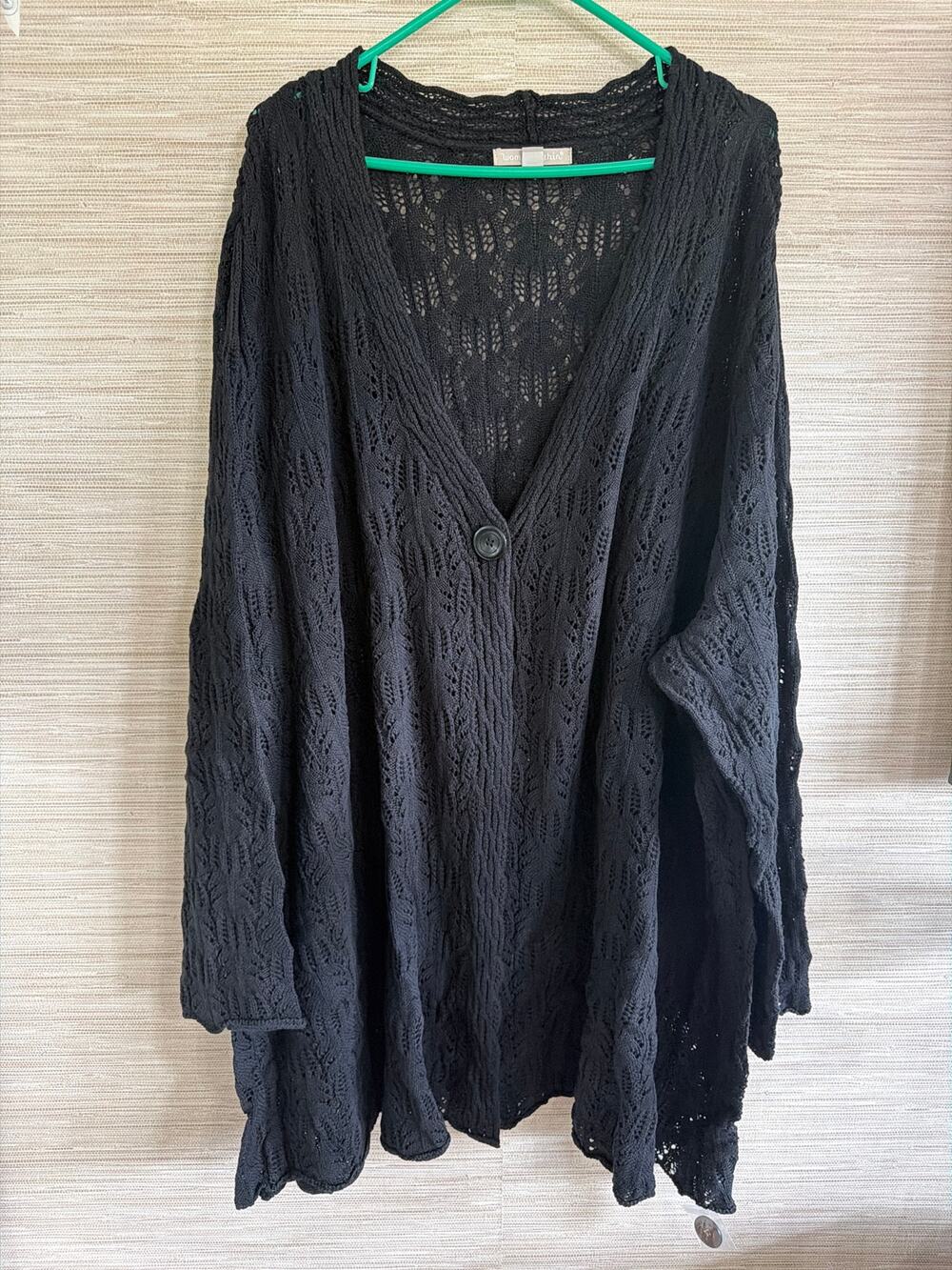 Woman Within Black Open-Knit Cardigan sweater women's size 5X NWT
